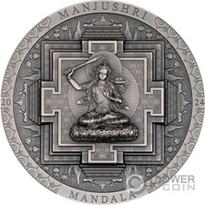 MANJUSHRI MANDALA antica moneta argento 3 oz 2000 Togrog Mongolia 2024
