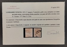 Francobollo Lombardo Veneto 5 cent Recto Verso 13A contr. dritta Certificato