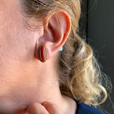 Orecchini Vintage Originali Non Trattati Corallo Rosso Sangue di Bue Oro Goccia Italia