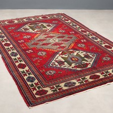 Tappeto Kazak Antico Cotone Lana Nodo Fine Caucaso 210 x 135 cm Originale