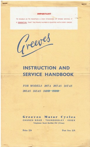 Greeves model 20ta 20tas - model, 24tas