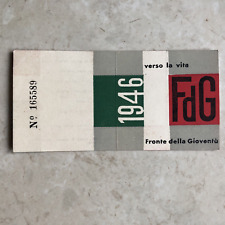 Tessera Fronte Della Gioventu’  1946 Partito Comunista