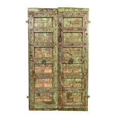 BISCOTTINI Portone Inserti Ferro Antico Legno 2 Ante Vintage Stile Rustico