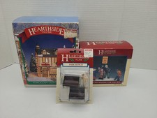 3 Piece Hearthside Village Lighted House Florist Shop Park Bench Waiting For Bus