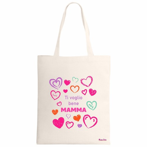 Borsa ecru scritta voglio - scritta,