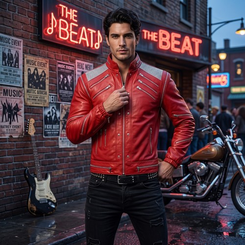 Giacca biker uomo retrò - , pelle