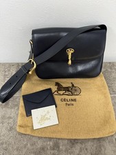 Borsa a tracolla Celine Twist carrozza cavalli in pelle nera vintage autentica