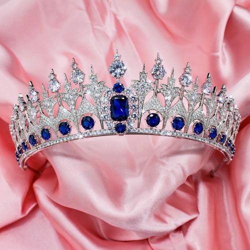 Tiara parure zaffiro simulato - tiara,