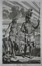 Stampa antica originale, MELAYA CAPTAIN, Nieuhof, Churchill's Voyages, 1744