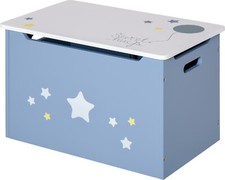 DecHome Cassapanca Baule Portagiochi Legno Blu Bianco Cameretta Bambini 311519