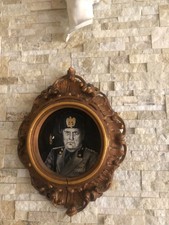 Quadro Storico Raro Dipinto su Legno massiccio e cornice dorata intarsiata