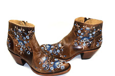 Stivali western Shyanne TILLIE 6,5 M in pelle marrone con ricamo floreale e zip