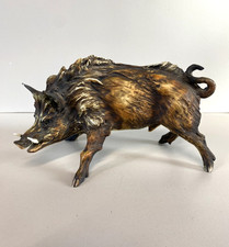 SCULTURA FIGURA CINGHIALE PORCELLANA Biscuit  ANIMALE SELVATICO 19x10,5 cm/h