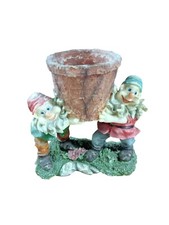 Vaso Decorativo con Gnomi da Giardino