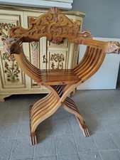 Sedia SAVONAROLA Anni '50 originale  pieghevole intagliata con leoni