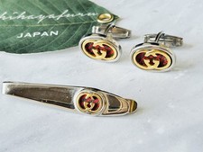 Set gemelli e clip cravatta Gucci linea Sherry originali logo GG multicolore ...