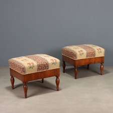 Sgabelli Antichi Mogano Seduta Imbottita Italia XIX Secolo Originali