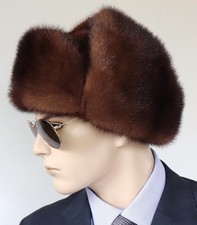 Pelliccia Berretto Visone Czapka Pelo Uschanka Aviatore Sci Inverno Noce Braun