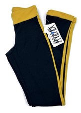 Pantaloni da pattinaggio ChloeNoel Ice Figure neri leggings oro righe laterali bambino medio