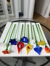 Set 10 fiori in vetro a stelo