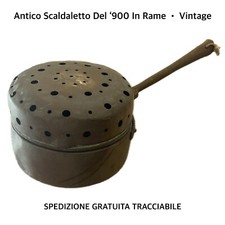 Antico Scaldino Del ‘900 SCALDALETTO In Rame Con Manico In Ferro • Vintage