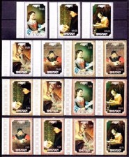 Bhutan 1993 Dipinti Lettera Scrittura Settimana Donne Liotard Carpaccio Holbein MNH/2