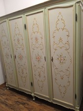 ARMADIO 4 ANTE LACCATO VENEZIANO - FIORI DIPINTI - BAROCCHETTO - 1940 EMILIA