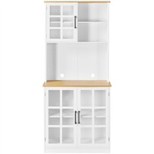 Credenza da Cucina Dispensa Alta con 3 Armadietti e 2 Ripiani Regolabili Bianco