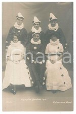 1912 LONDON Olympian Gardens - CARNIVAL - Group in a clown costume *Photo 9x14