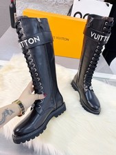 Louis Vuitton stivali donna stringati in pelle colore nero taglia 39
