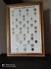 LOTTO QUADRO CON TUTTE LE MONETE STORIA DELLA LIRA CONIATE DALLA ZECCA 1946/2001
