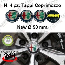 N. 4 Pz. Tappi Coprimozzo Ø 50 mm. per Alfa Romeo New Logo emblema stemma fregio