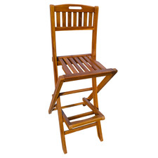 OM SHOWROOM Sgabello H75 Bar Pieghevole Legno TEAK Salvaspazio