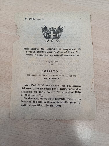 Decreto regno porto roseto - regno,