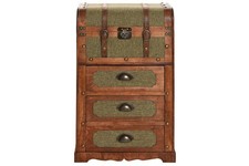 CASSETTIERA LEGNO BAULE CONTENITORE A CUPOLA + 3 CASSETTI COMODINO baule legno