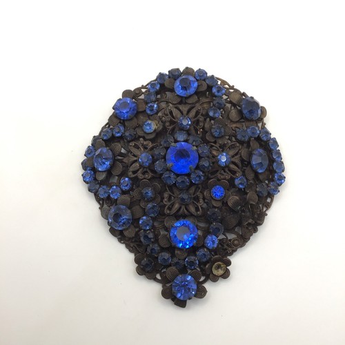 Clip pelliccia strass blu