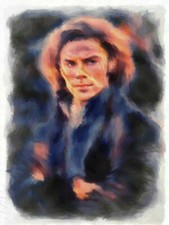 Dipinto ad olio originale Poldark Aidan Turner Aceo il bellissimo 