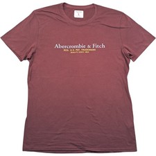 Abercrombie & Fitch T Shirt Grande Uomo Rosso Cotone USA Estate Manica Corta