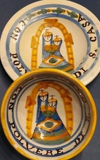 2 Pezzi Ceramica Madonna Loreto Con Polvere Di Santa Casa Antichi