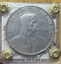 MONETA SVIZZERA 5 FRANCHI 1926 B 25 gr ARGENTO 900 sigillata BB+ SUBALPINA