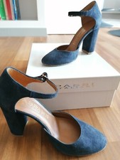 Scarpe alte con cinturino, blu scamosciato, numero 36
