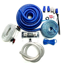 KIT INSTALLAZIONE CABLAGGIO AMPLIFICATORE AWG 4000 WATT BLU CALIBRO 1/0 CON FILO ALTOPARLANTE RCA