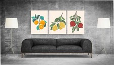 QUADRI MODERNI STAMPA SU TELA NORDICO SCANDINAVO ASTRATTI LIMONI ARANCIA T291