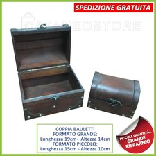 COPPIA BAULETTI VINTAGE SCATOLA COFANETTO PORTA GIOIE GIOIELLI MARRONE IN LEGNO