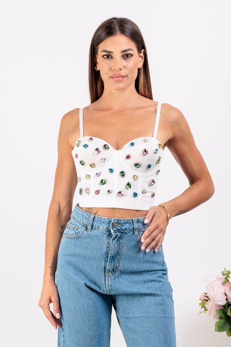 Top pietre donna corto casual - top,