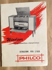Opuscolo Pubblicitario Philco Modello Windsor Radiogrammofono Buone Condizioni