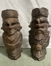 Set 2 statuine tradizionali in legno Nipopo Ainu - decorazione scultura intagliata a mano