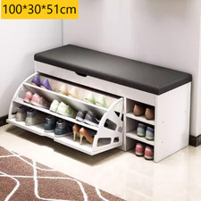 Scarpiera Panca, Portascarpe con Cuscino Salvaspazio in Legno per Ingresso