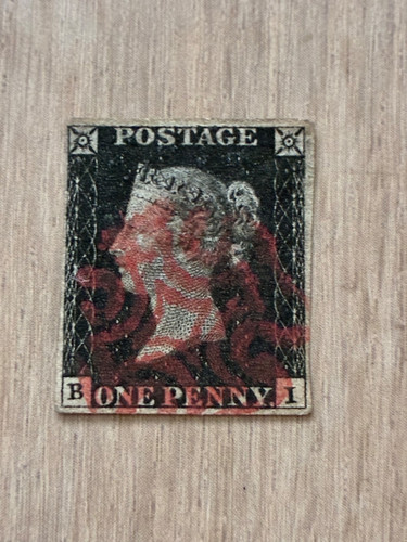 1840 used penny black stamp - gb,