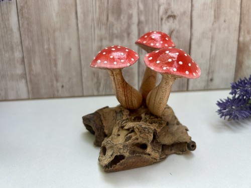 Scultura fungo legno rosso - scultura,